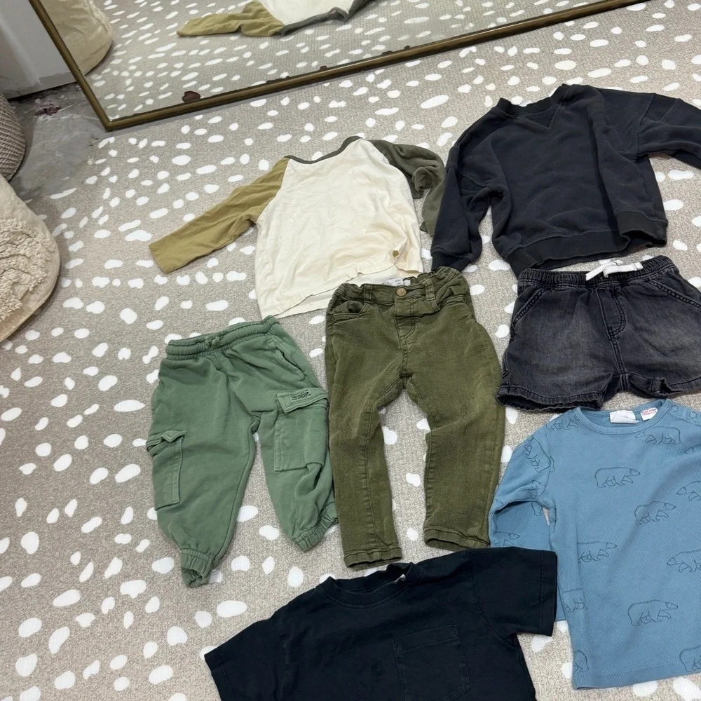 Lot of 10 Zara Kids tee sweater crewneck shorts joggers sweatpants rib toddler